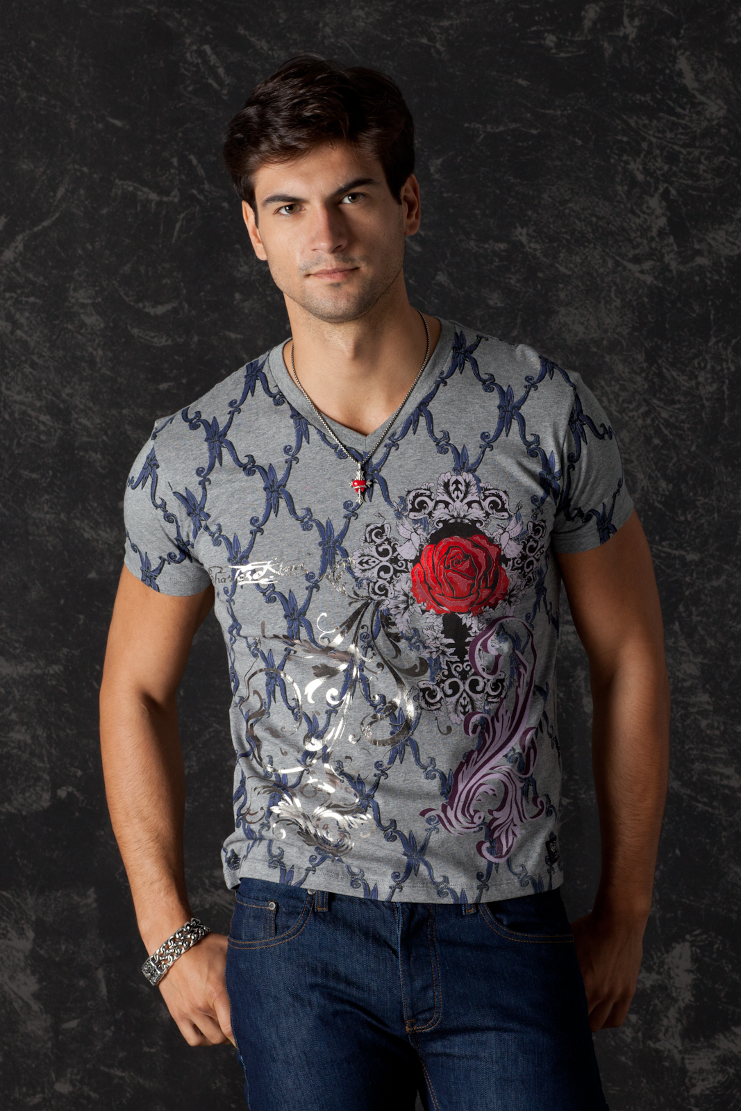 T-Shirt Guns & Roses Grey, front view